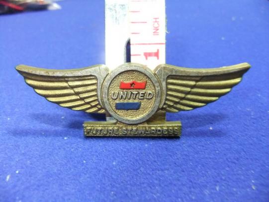 United air line future stewardess wings badge 1960s souvenir aviation aero advert advertising