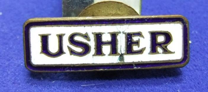 Usher brewery beer ale badge 1950s advert advertising pub inn staff