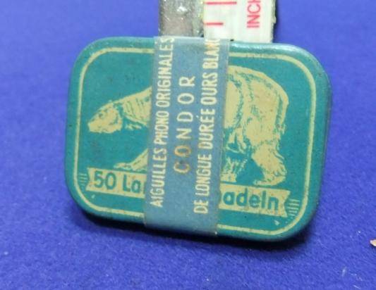 Gramophone record needle tin condor polar bear sealed tin needles