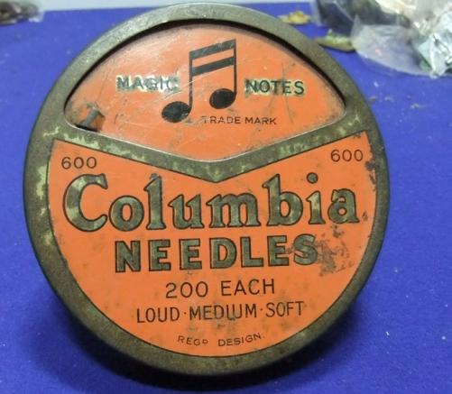 Gramophone record needle tin columbia magic notes soft medium loud needles
