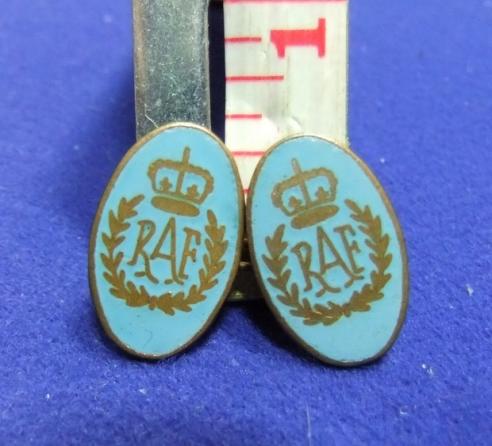 RAF royal air force cuff link badge early brass mp makers mark king queen crown
