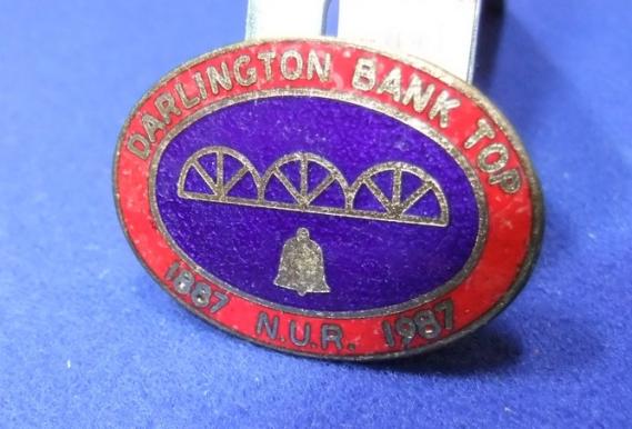NUR railway union badge darlington bank top centenary 1887 1987 member