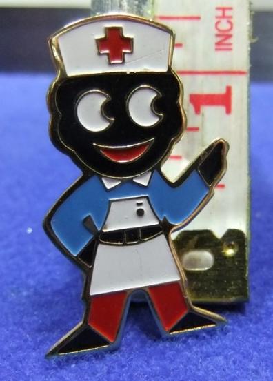 robertsons golly badge brooch nurse 1980s pointed feet