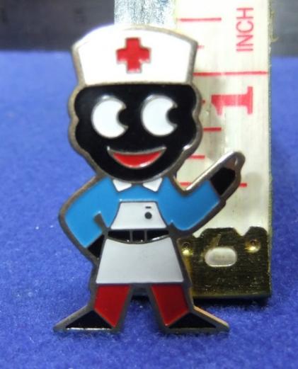 robertsons golly badge brooch nurse 1980s pointed feet