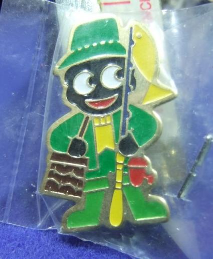 Robertsons golly badge brooch fisherman 1980s