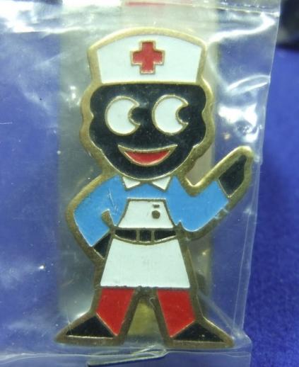 Robertsons golly badge brooch NURSE 1980s