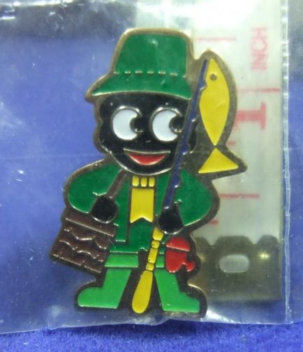Robertsons golly badge brooch fisherman 1980s