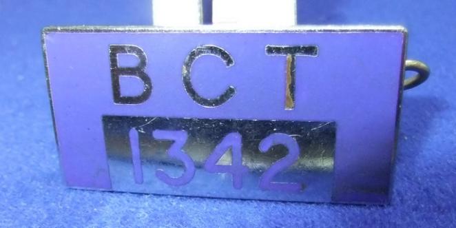 Badge BCT 1342 Corporation City Transport tram bus