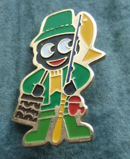 Robertsons golly badge brooch fisherman 1980s