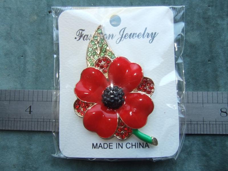 Remembrance Day Poppy Brooch Badge